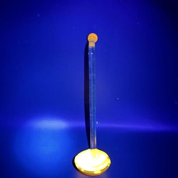 Glass Condiment Spoon Server Stirrer Mayonnaise Yellow Candy Swirl Cadmium Glow - Picture 2 of 9